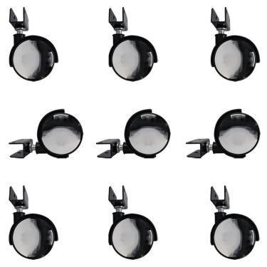 Imagem de Kit 9 Rodízios Com Chapa U Sem Trava Com Face Espelhado