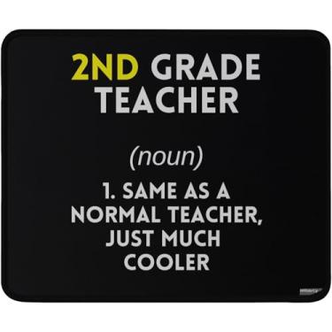 Imagem de Mouse pad de definição de professor de 2ª série, mouse pad de design de escola de humor preto, base de borracha antiderrapante, 24 x 19 cm, superfície lavável