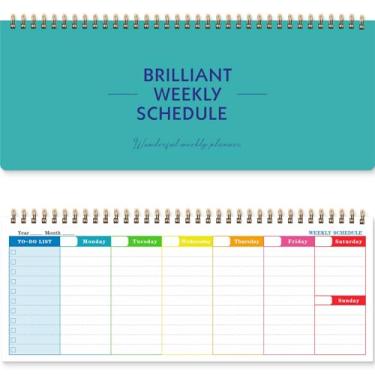 Imagem de Agenda semanal colorida espiral sem data com lista de tarefas para escritório, gerenciamento de tarefas domésticas