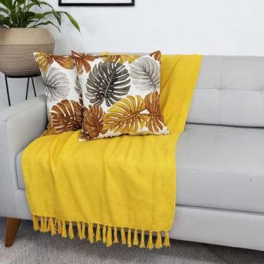 Imagem de Manta Macia para Sofá Grande Algodão Colorida (Amarelo, 2,40x1,50 m)