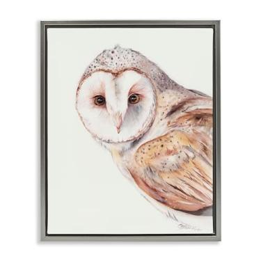 Imagem de Stupell Industries Arte de parede em tela flutuante com moldura preta com coruja espiando, design de Cady Driver, 53 x 43 cm