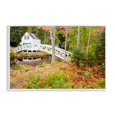 Imagem de Stupell Industries Arte giclée emoldurada preta Bar Harbor Town Bridge, design de Jon Evan, 40,6 x 61 cm