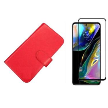 Imagem de Capa Capinha Case Carteira Flip Couro + Pelicula 3d Motorola Moto G84 