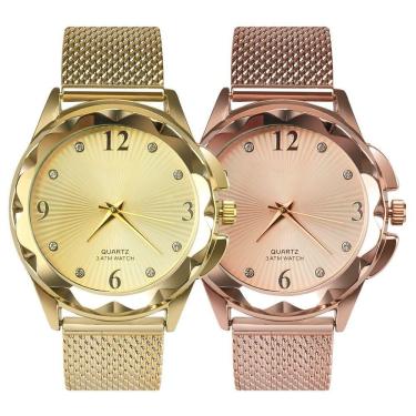 Imagem de Kit 2 Relogio Feminino Qualidade Banhado Prova Dagua Dourado Presente Original Casual Rose Combo