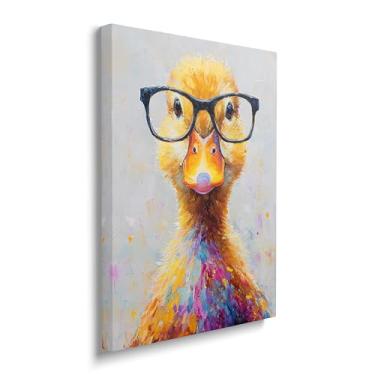 Imagem de Graffiti Duck Canvas Wall Art Colorido Banksy Ducks Imagens Pop Art Pintura Pato Impressões Abstratas Modernas Animais Arte para Banheiro Sala de Estar Quarto Escritório Decoração de Parede Emoldurada
