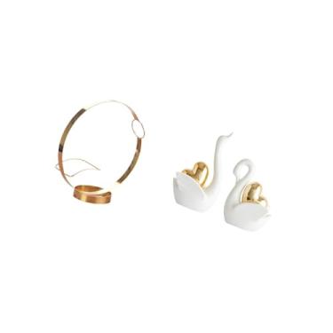 Imagem de Fenteer Elegante Organizador de Porta-vinhos de Metal com Estatuetas de Cisne, Enfeite de Mesa, Artesanato para Exibição de Bebidas E Decoração de Estante de