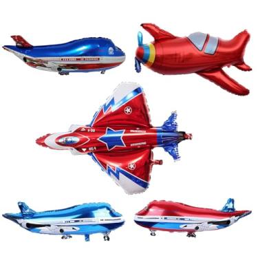 Imagem de 5PCS Fighter Jet Airplane Foil Balloons Airplane Shaped Mylar Balloons for Boys Birthday Party Supplies Decorations