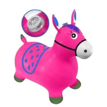 Imagem de Cavalinho Upa Upa Brinquedo Com Som Inflável Pocoto Com Música Infantil e Led Pula Pula (58 Cms) (PINK)