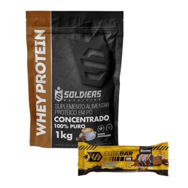 Imagem de Kit: Whey Protein 1Kg Mocaccino + Barrinha Elitebar Pão de Mel 30g Soldiers Nutrition