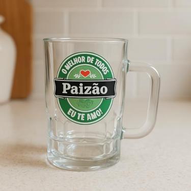 Imagem de Caneca de Vidro Pai 340ml - Presente Criativo Para Pai e Padrasto Ideal para Cerveja, Drinks e Sucos – Vidro Reforçado e Alça Confortável Natal Aniversário e Dia dos Pais (Paizão Eu Te Amo)