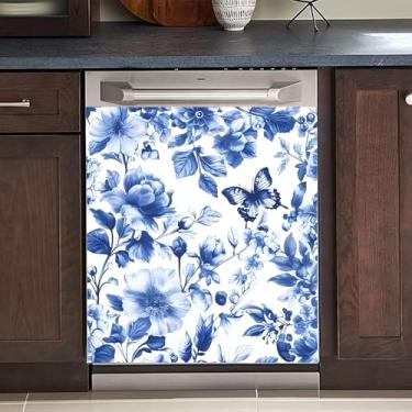 Imagem de BVBOX Capa magnética para lava-louças 58 cm L x 66 cm A, capas magnéticas reutilizáveis de geladeira, ímãs de lava-louças capa decorativa para porta de geladeira painel adesivos para eletrodomésticos