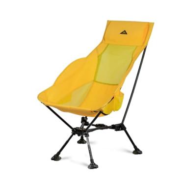 Imagem de iClimb Cadeira de praia dobrável compacta ultraleve com pés grandes anti-afundamento (amarelo - moldura triangular encosto alto)