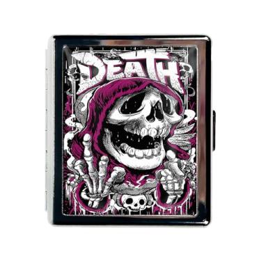 Imagem de Caixa organizadora de comprimidos de metal com espelho – Estojo cromado para comprimidos com 8 compartimentos, recipiente de viagem tamanho de bolso para vitaminas, idosos, uso diário (Death in Pop)