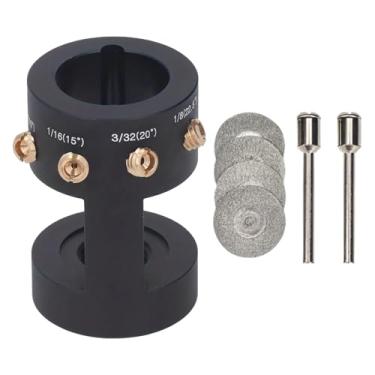 Imagem de Afiador de tungstênio Tig | Cabeça de moedor de amolador de eletrodo de tungstênio - Ferramenta de cabeça de solda Tig com 2 bielas e 4 discos de moagem para oficina doméstica