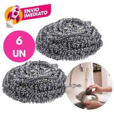 Imagem de Kit Esponja De Aço Inox Limpeza Pesada Bucha Brilho Panela Grelha Casa