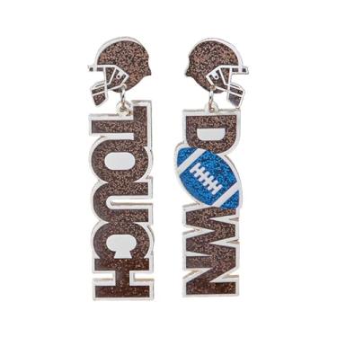 Imagem de Dreuyet Brincos de futebol com glitter para mulheres, leves, brilhantes, coloridos, para o dia do jogo, esportes, mãe, futebol, jogos, dia de jogo, acessórios de bijuteria, Middle, Acrílico, Sem pedra