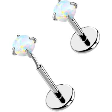 Imagem de OUFER 2 peças 16G/20G brincos de nariz lábios, G23 titânio sólido sem rosca push in nariz narina lábio labret medusa Monroe Helix cartilagem tragus concha lóbulo piercing joias para mulheres e homens