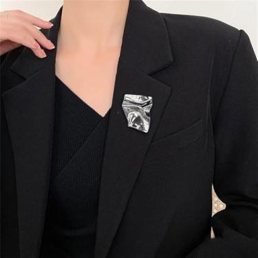 Imagem de Broche geométrico irregular de metal lapela para mulheres homens moda aço inoxidável retângulo broches distintivos terno vestidos acessórios festa de casamento baile minimalista declaração moda jóias