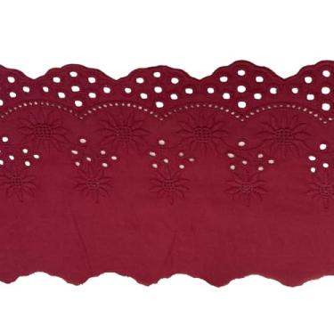 Imagem de Acabamento de renda com ilhós, 4 metros de algodão, bordado floral, tecido de ilhó de algodão oco para costurar vestidos, artesanato, fantasias, sofás, cortinas, roupas de bonecas/animais de estimação