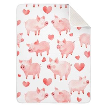Imagem de SEHANY Lindo cobertor de bebê de porco rosa para meninos e meninas, cobertores macios e aconchegantes de algodão para bebês