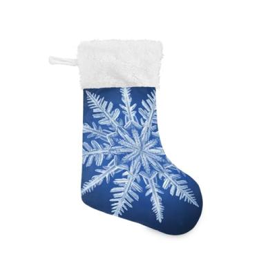 Imagem de GakkiGii Pacote com 2 meias de Natal com flocos de neve, decoração grande para pendurar na parede da árvore da lareira, 45 x 31 cm