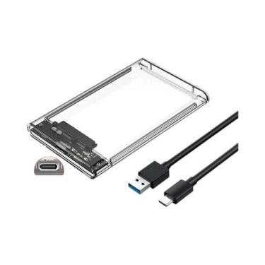 Imagem de Case Transparente USB 3.0 Tipo C Para HDD SSD De 2,5 Polegadas, Enclos