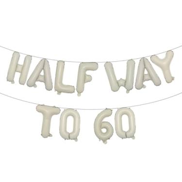 Imagem de Faixa de balão multicolorida Halfway To 60 - Banner Happy 30th Birthday Party - Decorações e suprimentos para festa de 30º aniversário - Decorações de aniversário de 30 anos de casamento (HALFWAY TO
