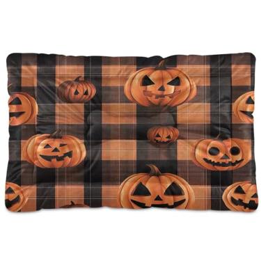 Imagem de SEHANY Cama de Halloween com abóboras amarelas para cães, gatos, outono/inverno, caixote grosso, macio, para animais de estimação, antiderrapante, lavável, para cães pequenos, médios e grandes, gatos