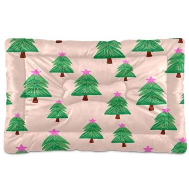 Imagem de SEHANY Cama de árvore de Natal em aquarela para cães e gatos com fundo antiderrapante, caixa de canil, colchão macio para animais de estimação, lavável para cães pequenos, médios e grandes, gatos, 91
