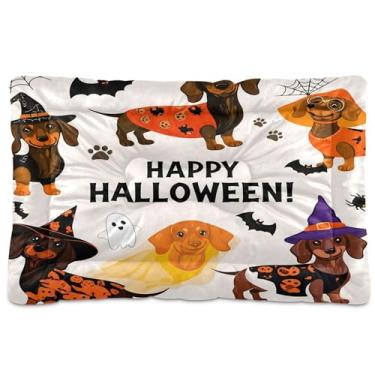 Imagem de SEHANY Cama de Halloween para cachorrinhos e gatos com fundo antiderrapante, cama de canil, colchão macio para animais de estimação, lavável para cães pequenos, médios e grandes, gatos, 61 x 45 cm