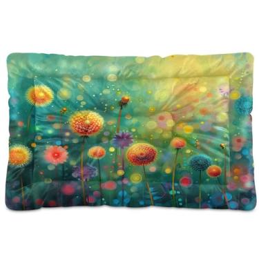 Imagem de SEHANY Cama para cães e gatos com flores silvestres coloridas com fundo antiderrapante, cama de canil, colchão macio para animais de estimação, lavável para cães pequenos, médios e grandes, gatos, 91