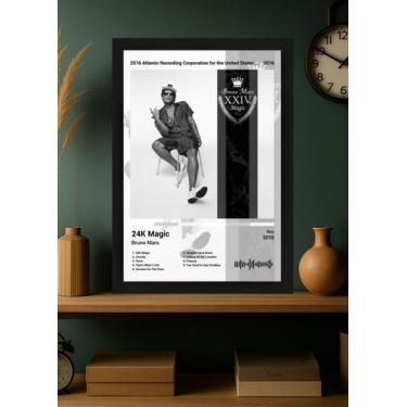 Imagem de Quadro Bruno Mars 24K Magic (Black&white) Com Vidro Tamanho:21cm x 30c