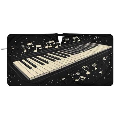 Imagem de Blueangle Pára-brisas padrão de teclas de piano - 157,5 cm x 81,3 cm dobrável para janela dianteira do carro bloqueia raios UV viseira de sol (24)