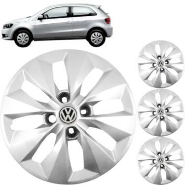 Imagem de Jogo 4 Calotas Aro 14 Vw Gol Voyage Saveiro G5 G6 2008 a 2015 Com Adesivo Logo Vw Resinado Grid GR112CA