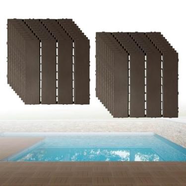 Imagem de Azulejos de deck interligados de plástico, lençóis de pátio com design de drenagem eficiente para banheiro cozinha piscina varanda varanda jardim 12 estilo I 20 peças