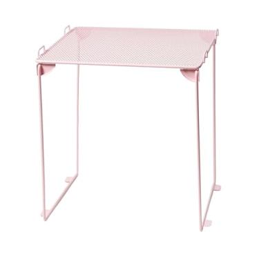 Imagem de Ｂｅｓｇａ Organizador de prateleira em tela para debaixo da pia, empilhável, multifuncional, economiza espaço, cabe em armários escolares de tamanho padrão, Rosa