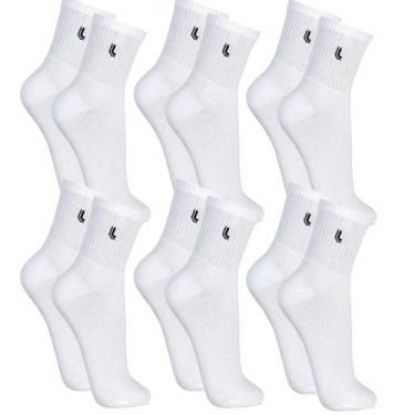 Imagem de Meia Lupo Cano Médio Walk Kit Com 6 Pares Sport, Branco, G - 41 a 44
