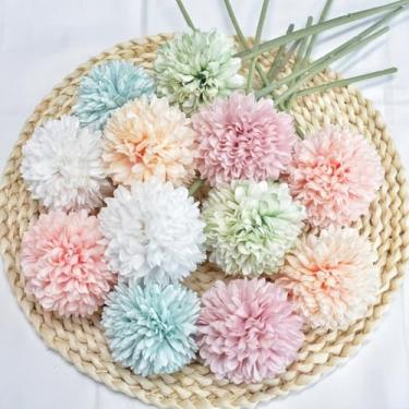 Imagem de HoYuanFlo Buquê de flores de crisântemo artificial, 12 peças, presente para pessoas importantes, moral glorioso para casa, escritório, festas e casamentos (colorido)