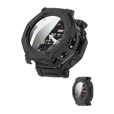 Imagem de Capa para Amazfit T-Rex 3 Pro 48 mm, capa protetora NOUKAJU Smartwatch, película de vidro temperado 9H integrada, PC rígido, fácil de instalar, protetor de tela para relógio inteligente Amazfit T-Rex