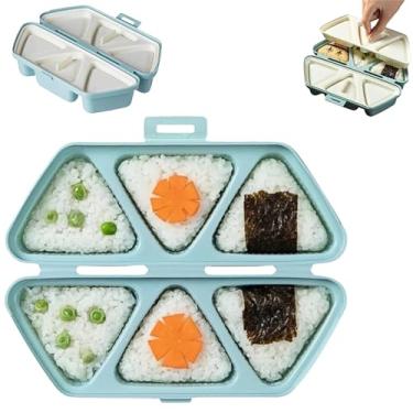 Imagem de Conjunto de moldes Onigiri 6 em 1 - Molde de sushi triangular antiaderente | Fabricação rápida, fácil de limpar e armazenar | Máquina de bolas de arroz para sushi, Musubi e Bento | Ferramenta de