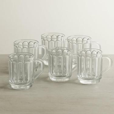 Imagem de Conjunto 6 Canecas de Vidro Carmine, 245ml, Transparente, com Alça Ergonômica, 8,5cm Altura