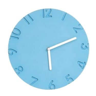Imagem de Relógio de parede Relógio de parede redondo com design moderno e minimalista, funcionamento silencioso alimentado por bateria para decoração de casa(Light blue)