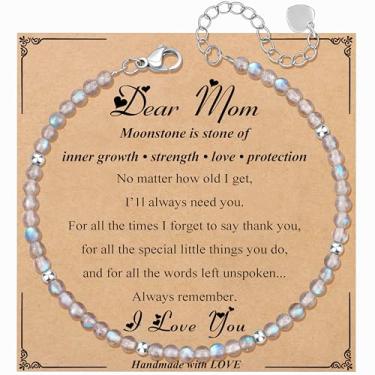 Imagem de JoycuFF Presente exclusivo de amizade para aniversário de melhor amiga, melhor amigo, colega de trabalho, presentes de Natal, pulseiras com contas de pedra da lua para mulheres, joias inspiradoras