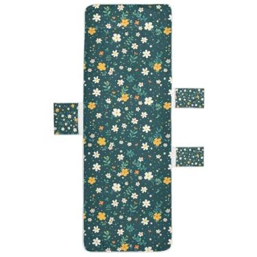 Imagem de STAYTOP Linda capa de toalha de cadeira de salão de flores pequenas, capa de espreguiçadeira macia, capas de cadeira de praia com bolsos para jardim ao ar livre, pátio, pátio, banhos de sol, gramado