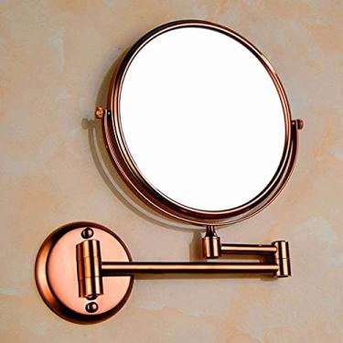 Imagem de Espelho de maquiagem espelho de maquiagem para banheiro, espelho de beleza, espelhos de penteadeira montados na parede, espelho dobrável de banheiro de dupla face para penteadeiras quarto Co