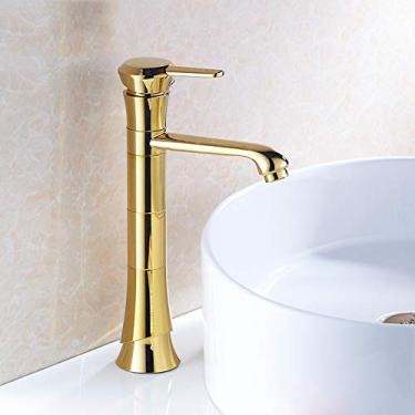 Imagem de Torneira misturadora de pia acima do balcão banhada a ouro estilo europeu todas as torneiras de latão para pia de banheiro quente/frio, torneira dourada