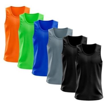 Imagem de Kit 6 Regata Dry Lisa Básica Proteção Solar UV Térmica Camiseta Treino Academia Ciclismo Regatas-Masculino
