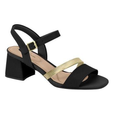 Imagem de Sandália Feminina Modare Ultraconforto Salto Grosso Baixo, Preto doura