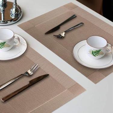 Imagem de Kit Jogo Americano Retangular 6 Peças 30x45cm Polipropileno Fácil De Limpar Protege A Mesa Elegante E Durável Jantar, Almoço e Café Lavável e Resistente (Marrom Claro)