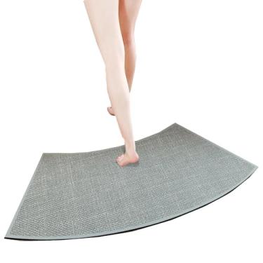 Imagem de Tapete de chuveiro de canto - Tapete de banho curvo antiderrapante antiderrapante - Tapete de chuveiro em forma de ventilador externo (azul claro, 45 * 100 cm)